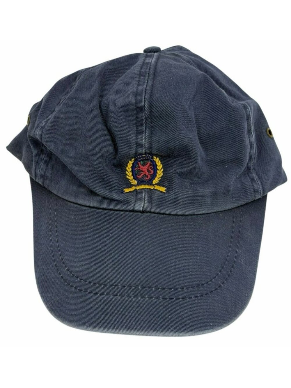 Vintage 1990s Tommy Hilfiger Navy Blue Dad Hat Embroidered Lion Crest Symbol Cap